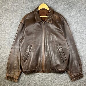 Vintage Coach Leather Jacket Mens L Brown Full Zip Bomber Cowhide Buttery 90s